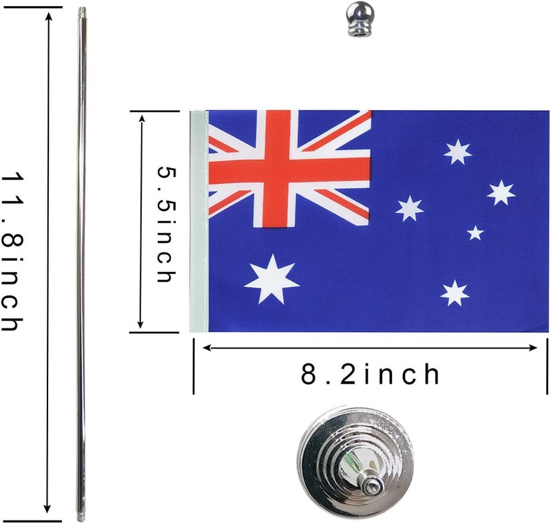 WXTWK 2 Pack Australia Flag Australian Desk Flag Small Mini Australian Table Flags With Stand Base,Home Office Festival Events Celebration Decorations - Image 2